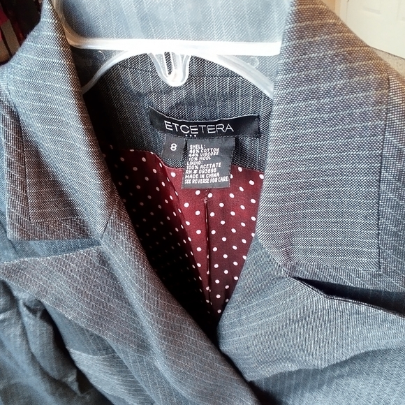 ETCETERA Gray Jacket Womens Blazer Long Green Pinstripes Designer Coat Size 8 - Picture 10 of 16